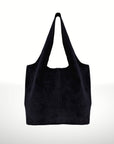 Suede Leather Shoulder Bag in Black