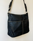 Onyx Pebbled Leather Shoulder Bag