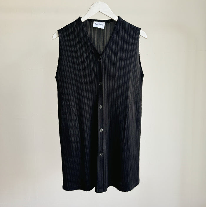 Onyx Pleated Button Down Vest