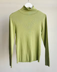 Pear Silk Ribbed Knit Turtleneck