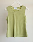 Lime Ribbed Sleeveless Top