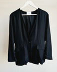 Onyx Brushed Silk Collarless Blazer