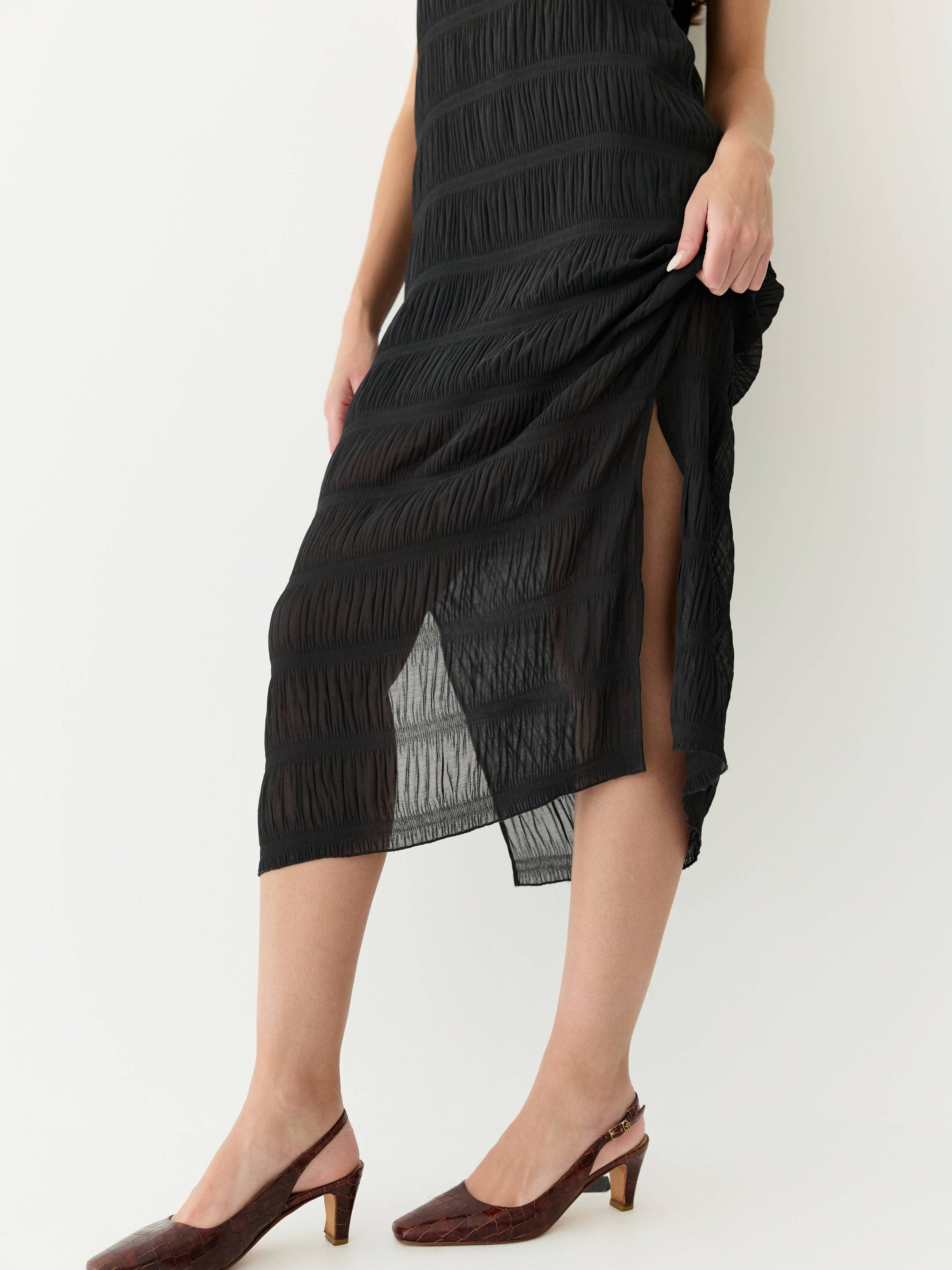 All Row | Crinkled Boat Neck Maxi Dress