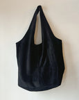 Suede Leather Shoulder Bag in Black