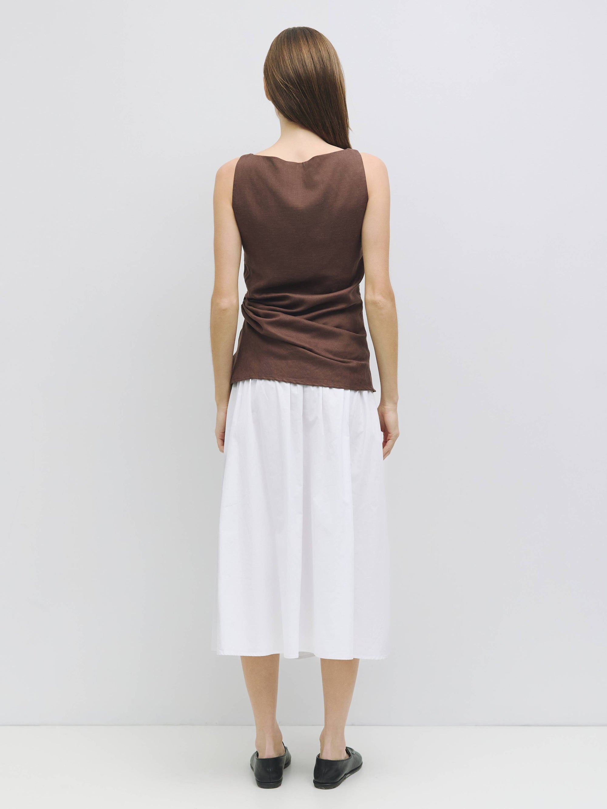 All Row | Asymmetric Draped Linen Top