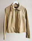 Latte Boxy Leather Jacket