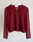 Carmine Silk Beaded Cardigan