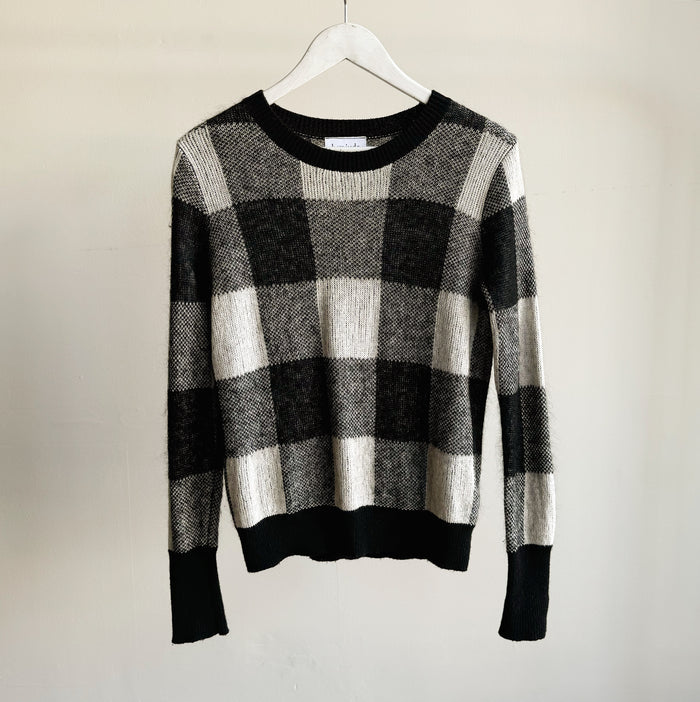 Monochromatic Mohair Check Crewneck