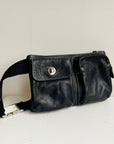 Black Pebbled Leather Utility Belt Bag