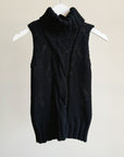 Black Loose Knit Turtleneck Vest