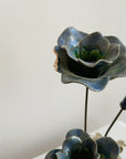 Blue Floral Brass Sculpture