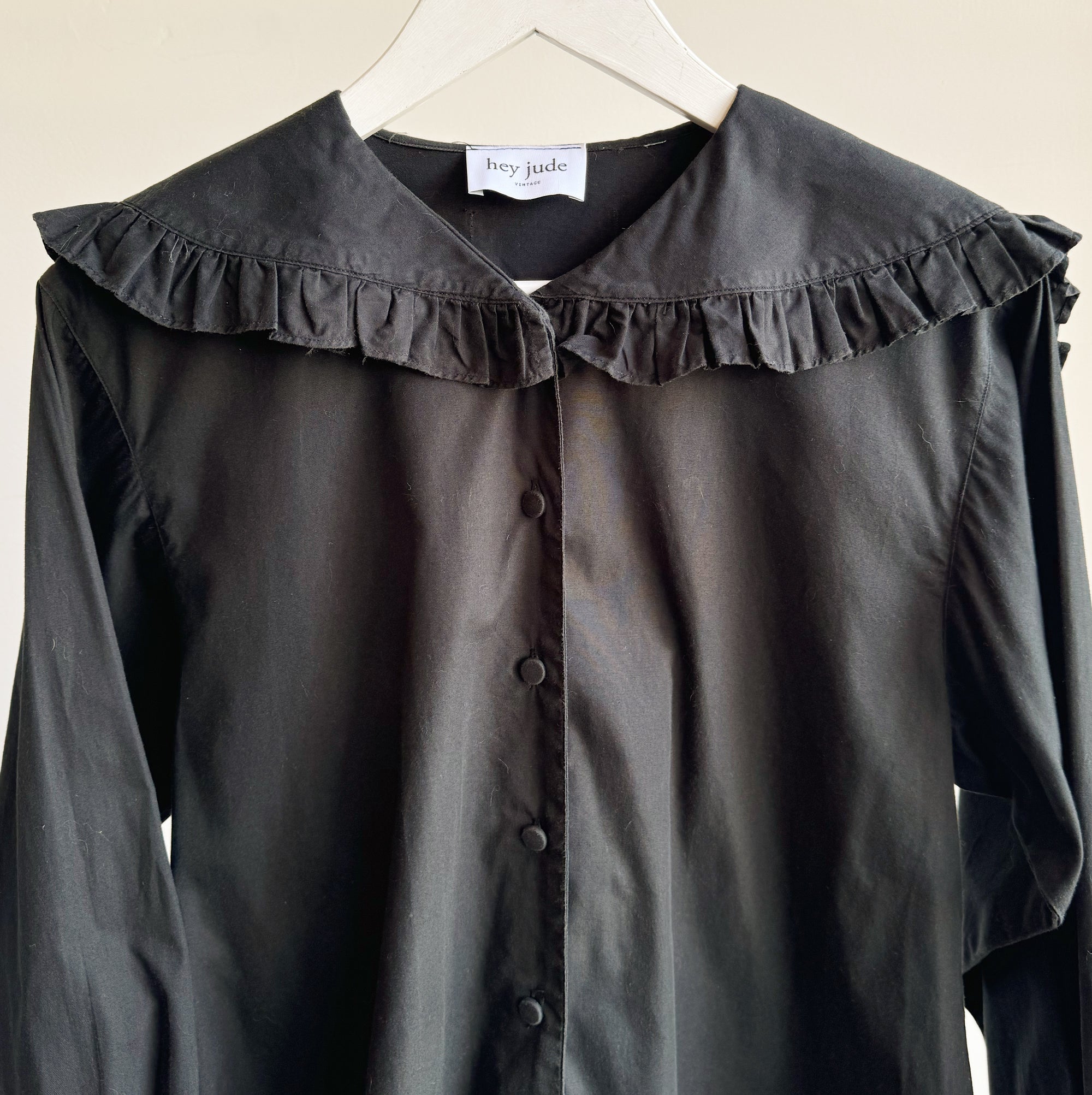 Black Cotton Ruffled Sailor Blouse