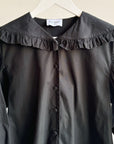 Black Cotton Ruffled Sailor Blouse