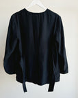 Onyx Brushed Silk Collarless Blazer