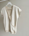 Cream Two-Toned Folded Knit Top