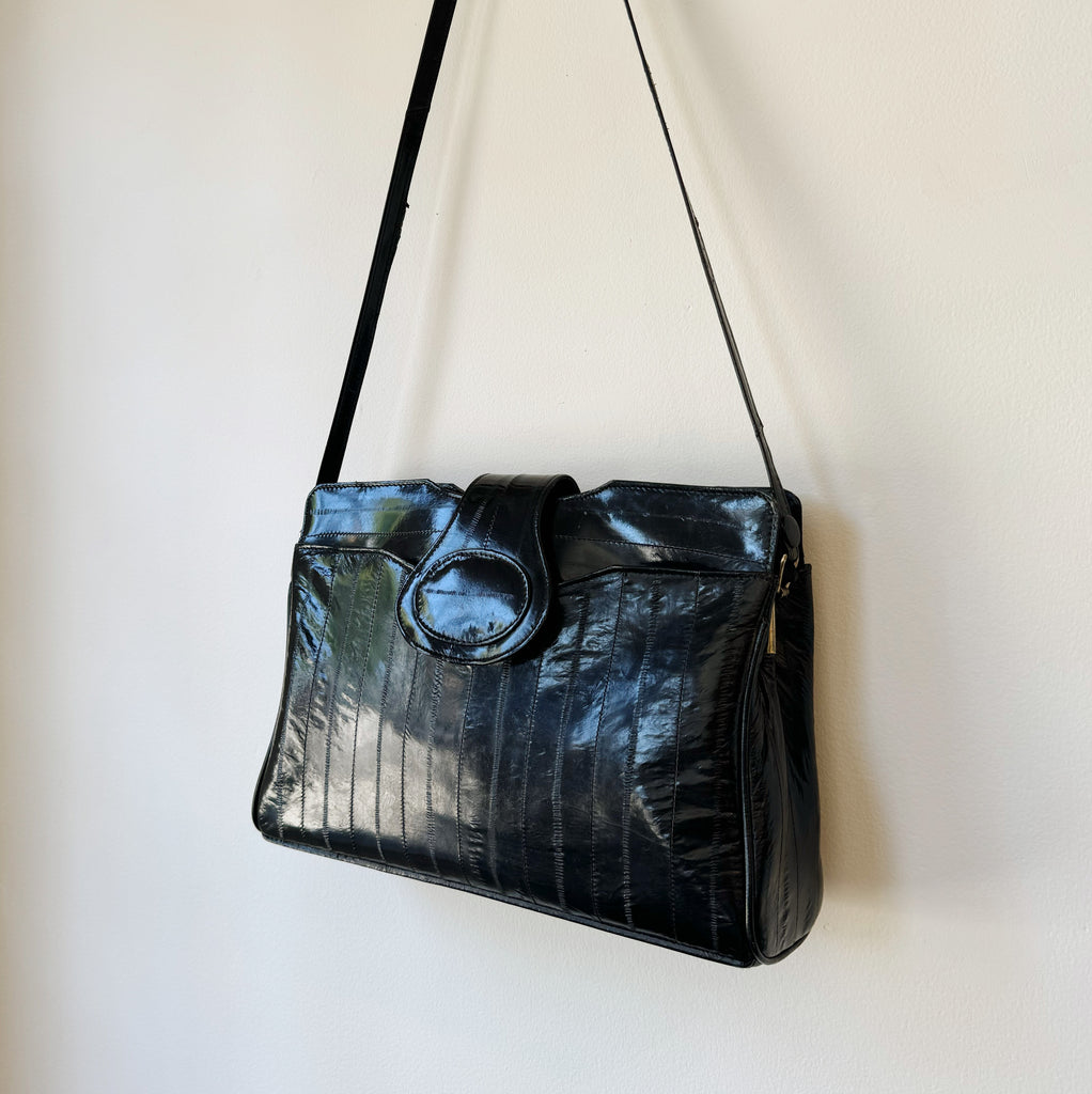 Glossy Black Eel Leather Purse