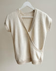 Cream Two-Toned Folded Knit Top