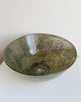 Olive Speckled Blown Glass Bowl