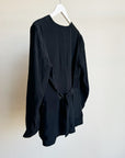 Onyx Brushed Silk Collarless Blazer