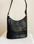 Black Square Leather Shoulder Bag