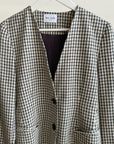 Cream + Navy Houndstooth Silk Jacket