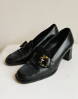 Tortoise Belted Leather Loafers | Size 6