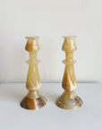 Warm Marble Candlestick Set