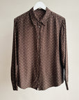 Brown Geometric Silk Blouse