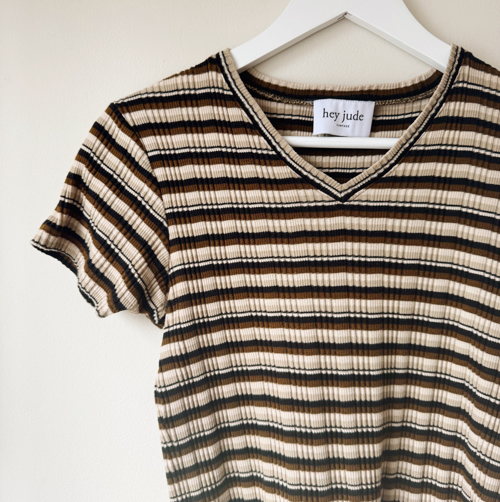 Earthtone Striped Ribbed Tee