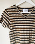 Earthtone Striped Ribbed Tee