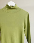 Pear Silk Ribbed Knit Turtleneck