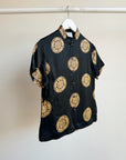 Black + Gold Brushed Silk Blouse