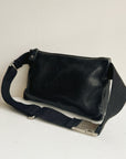 Black Pebbled Leather Utility Belt Bag