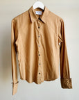 Toffee Pinstripe Cotton Button Up