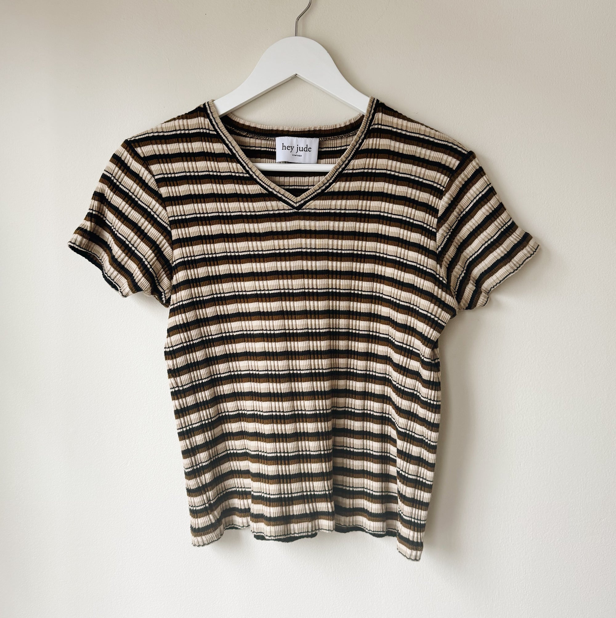 Earthtone Striped Ribbed Tee