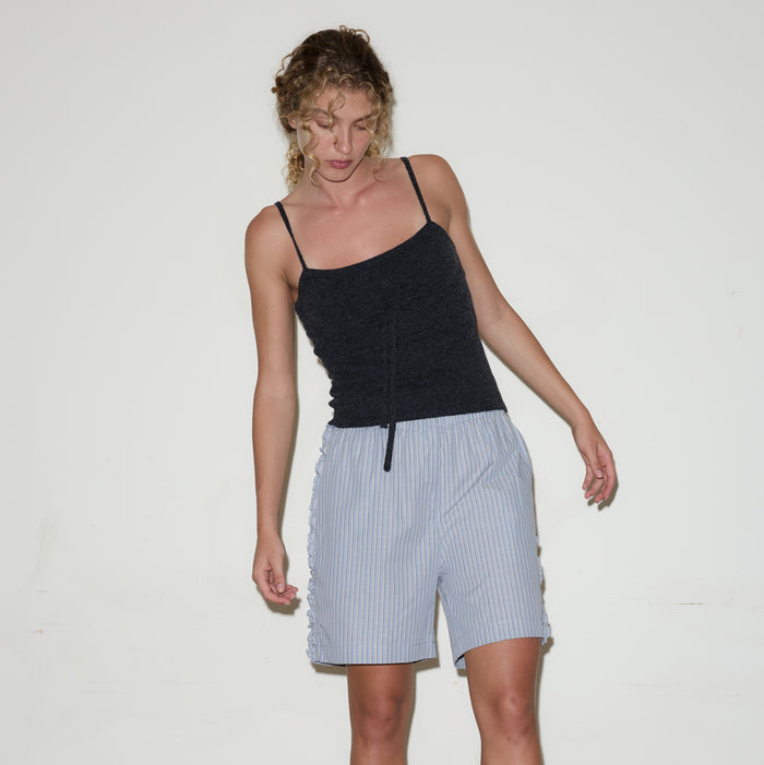 Deiji Studios | Ruffle Short in Glacial Stripe