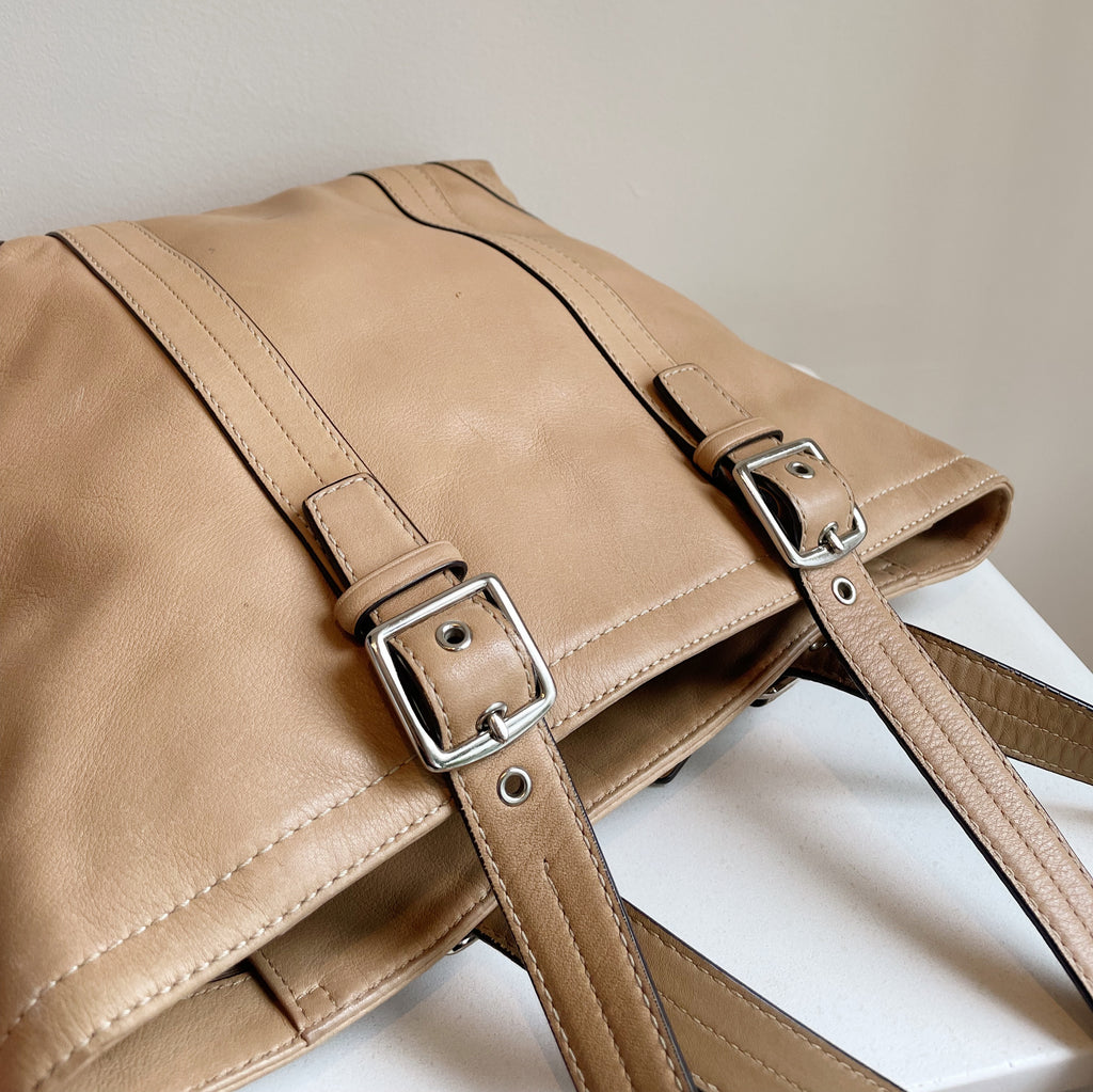 Beige Coach Belted Shoulder Bag