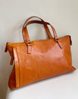 Tangerine Leather Baguette Bag