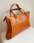 Tangerine Leather Baguette Bag