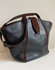 Black + Tan Leather Fan Bag