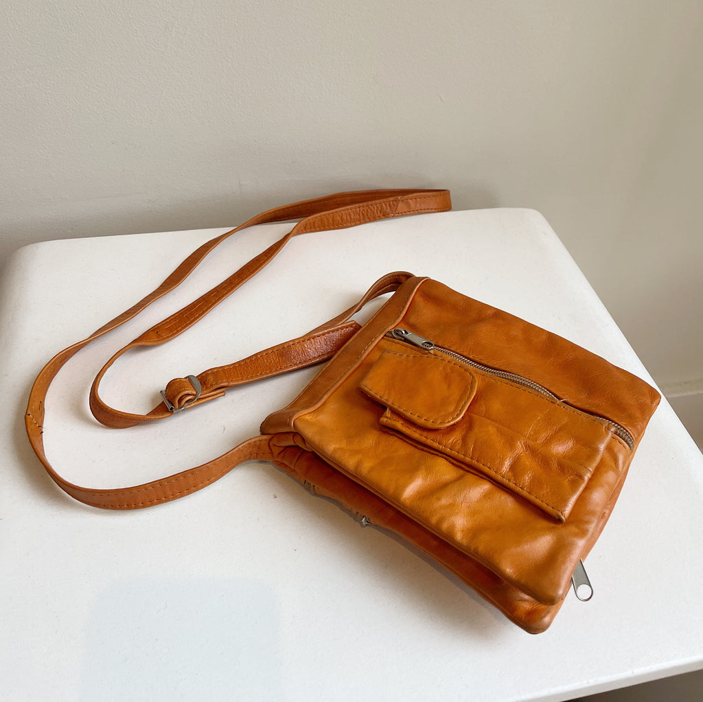 Persimmon Leather Crossbody Bag