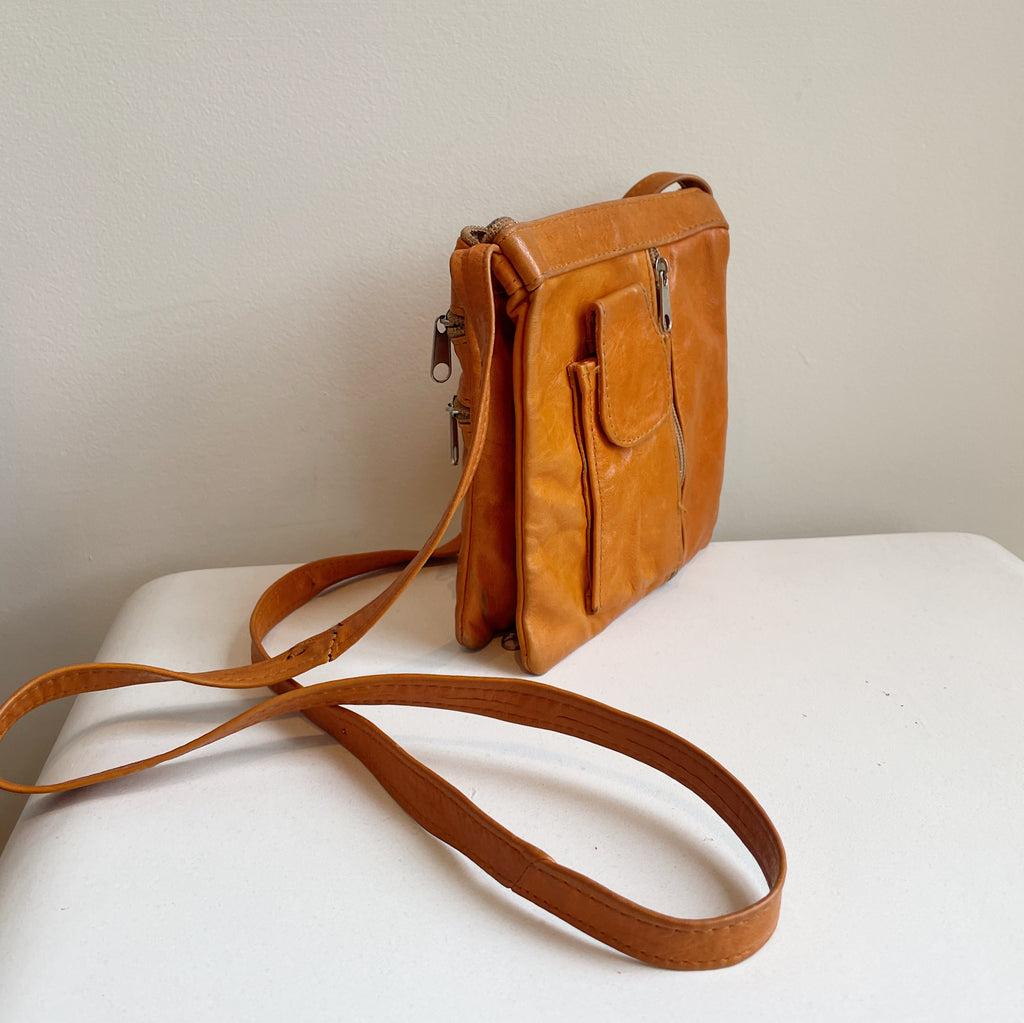 Persimmon Leather Crossbody Bag