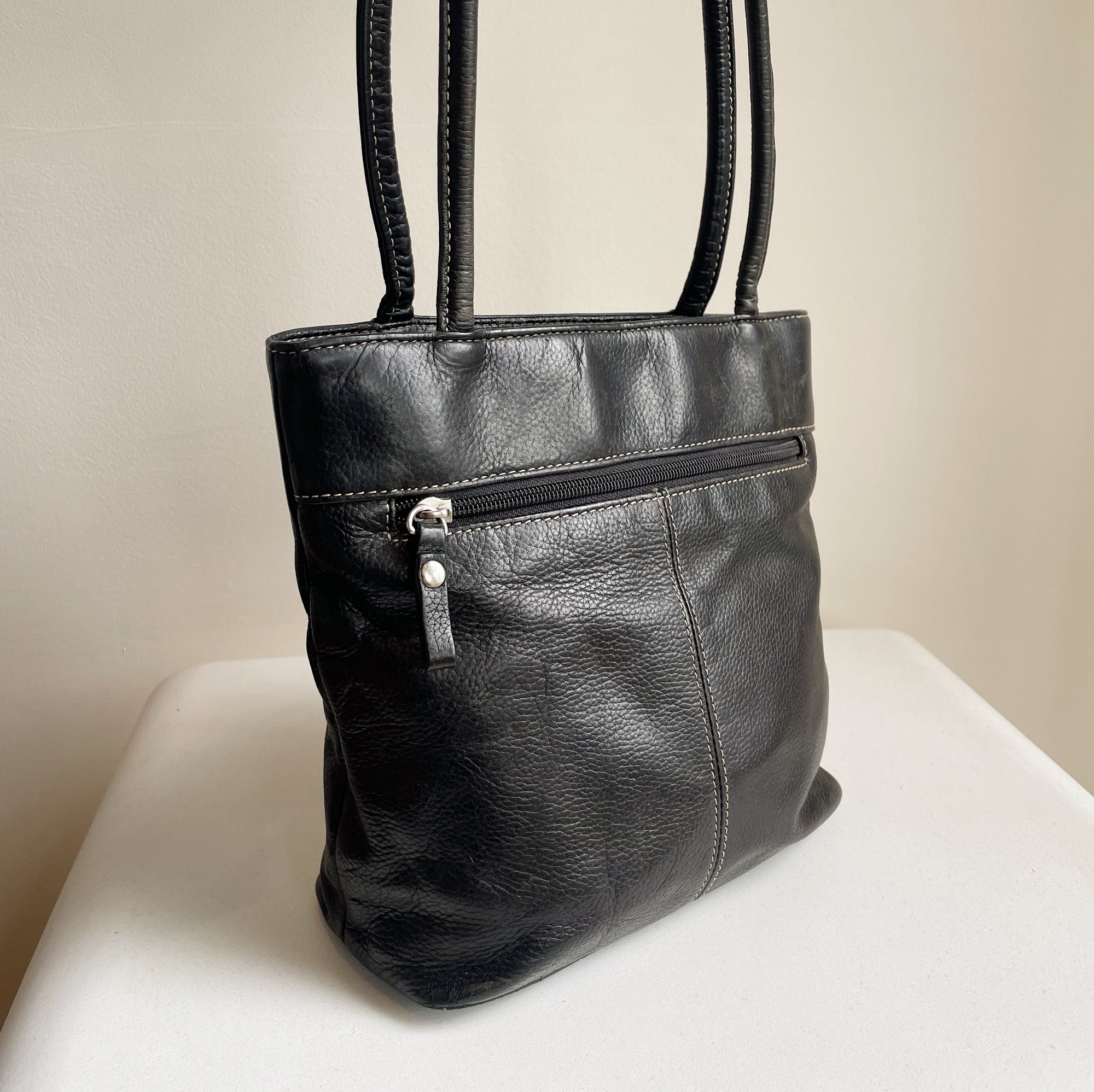 Coal Contrast Stitch Shoulder Bag