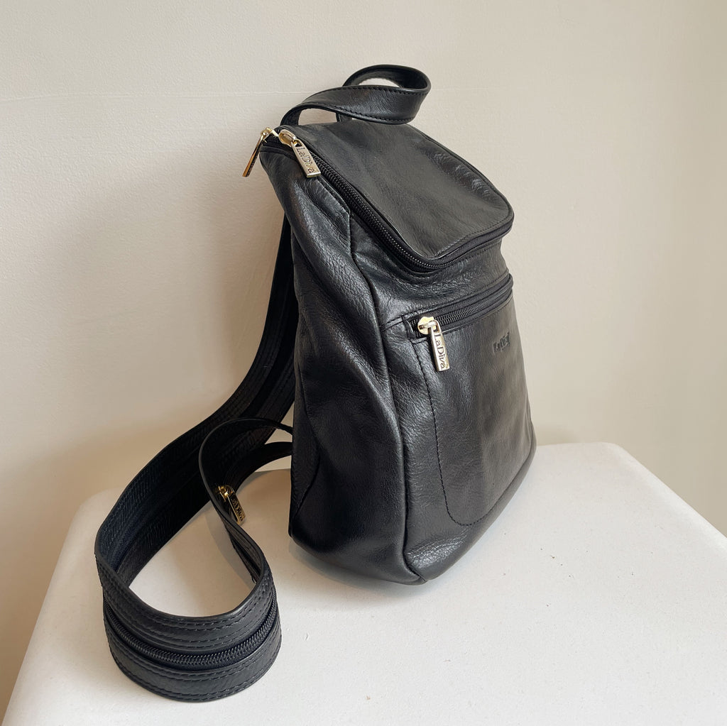 Glossy Black Mini Backpack