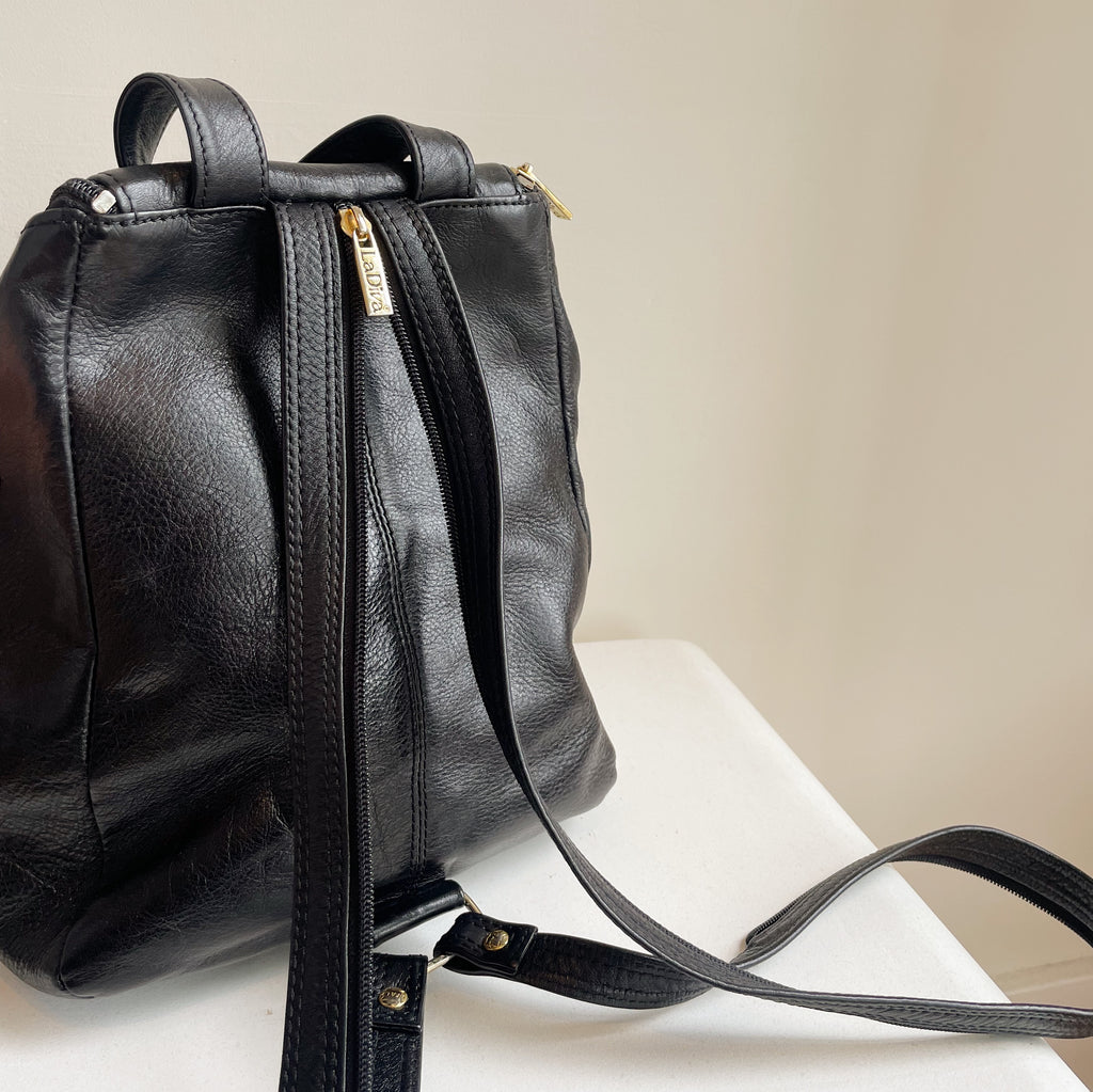 Glossy Black Mini Backpack