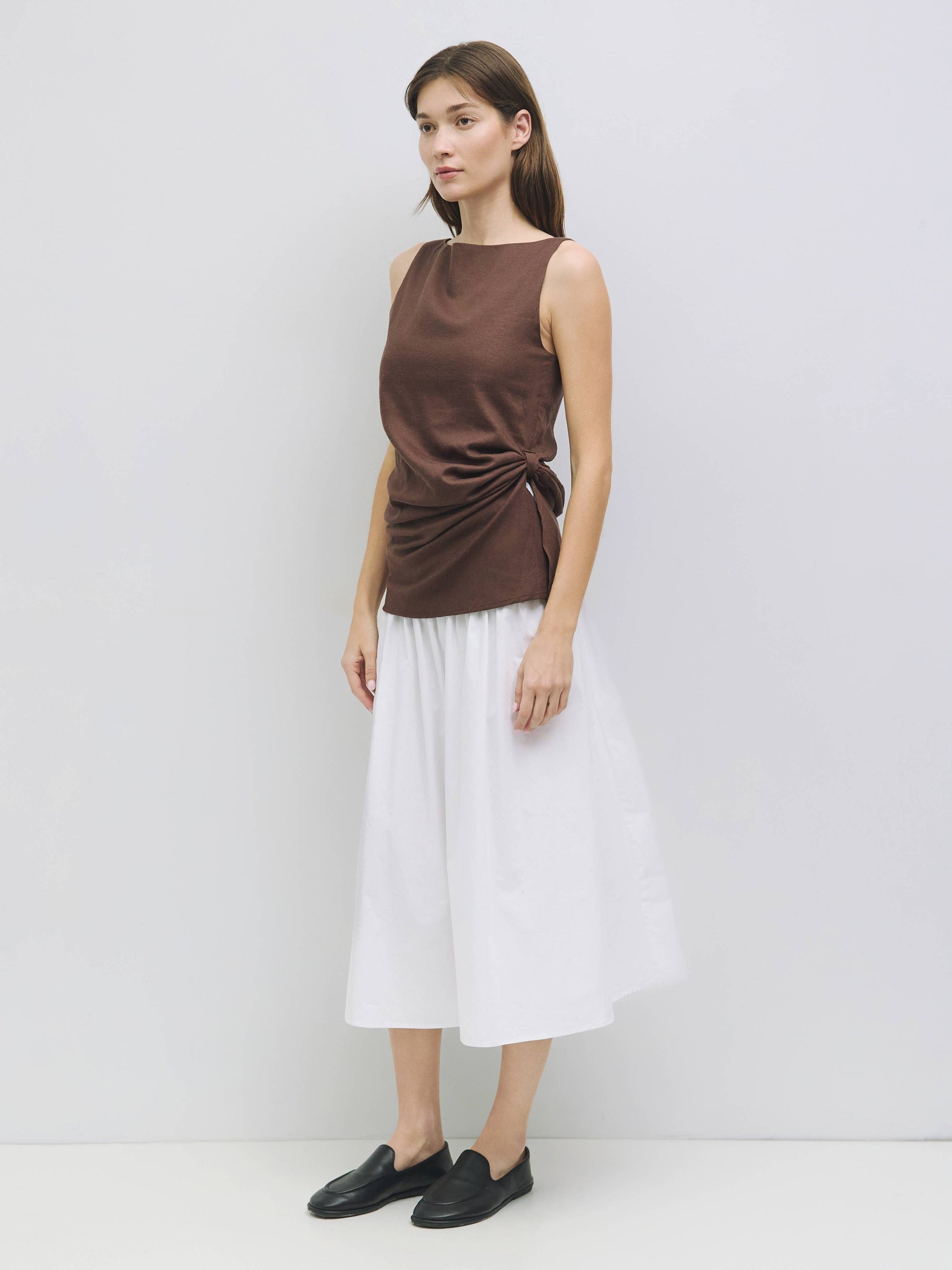 All Row | Asymmetric Draped Linen Top