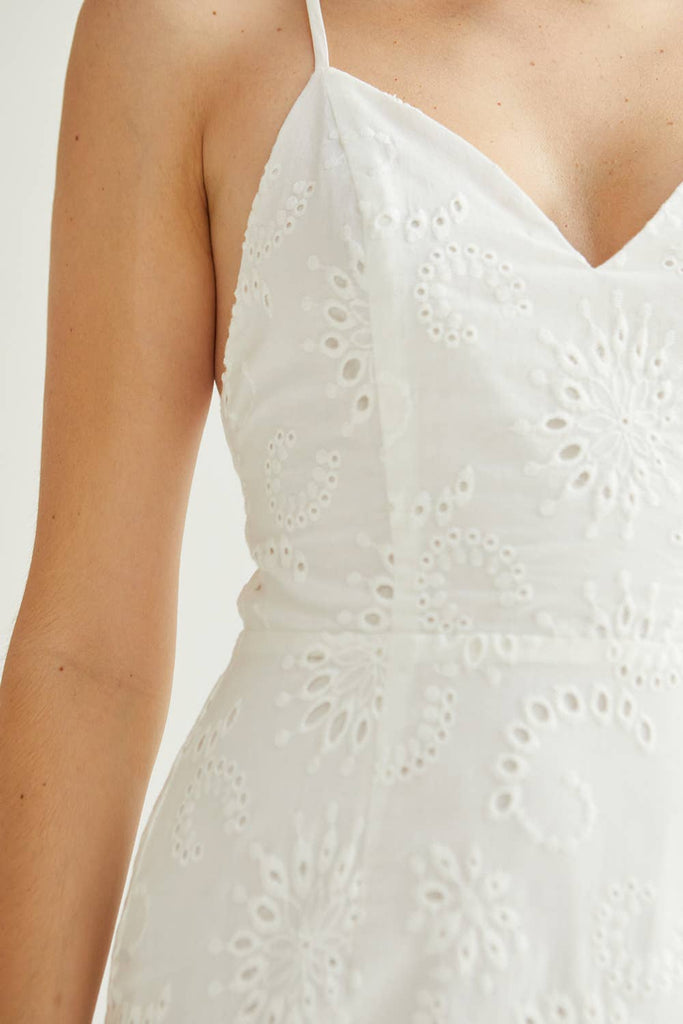 Crescent | Raya Cotton Eyelet Dress in White