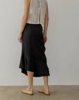 All Row | River Asymmetrical Midi Skirt in Black