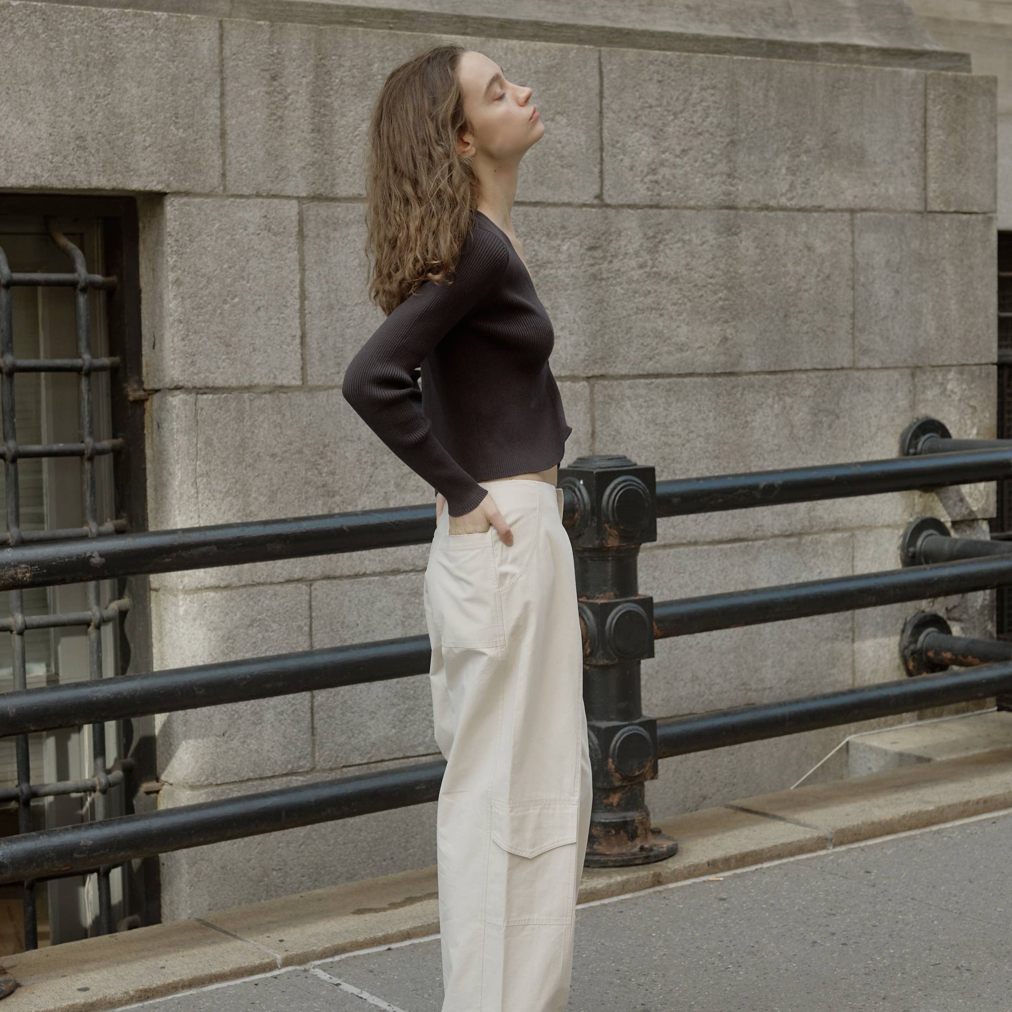 All Row | Hansen Wide Leg Utility Pants in Bone