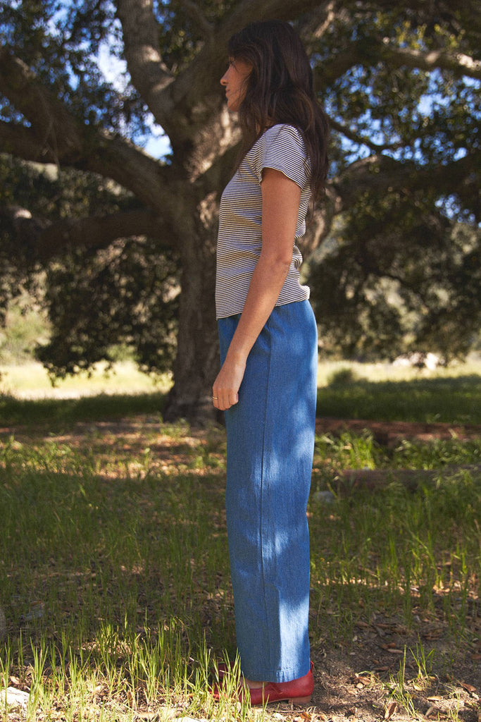 LA Relaxed | Bebe Organic Tee in Charcoal Stripe